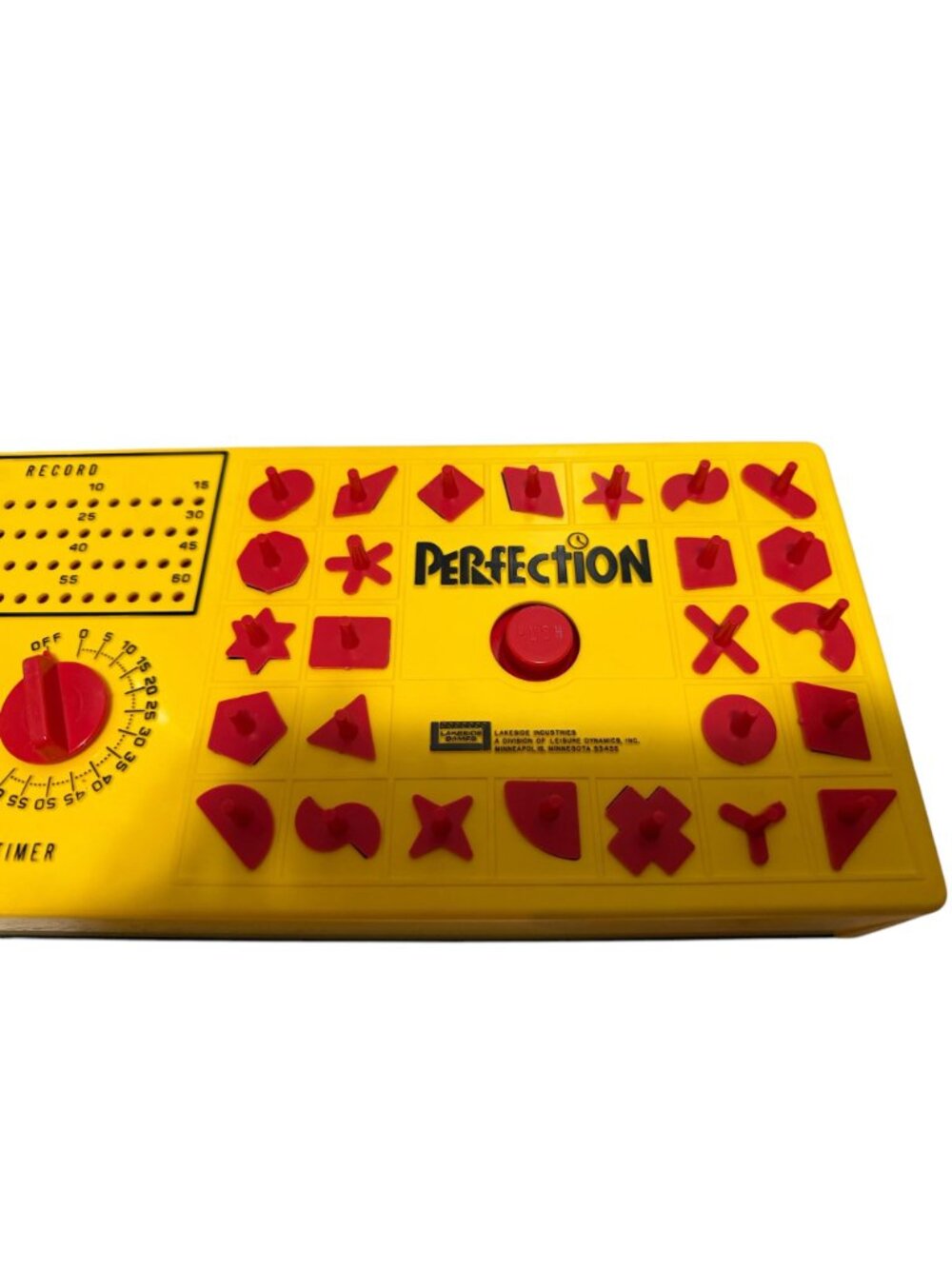 Vintage Lakeside Perfection Game Yellow & Red Timer Puzzle Shapes 1973 Works - Picture 4 of 8